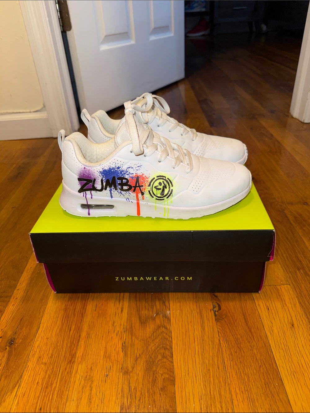Zumba White Sneaker with Multicolor Graffiti Accents